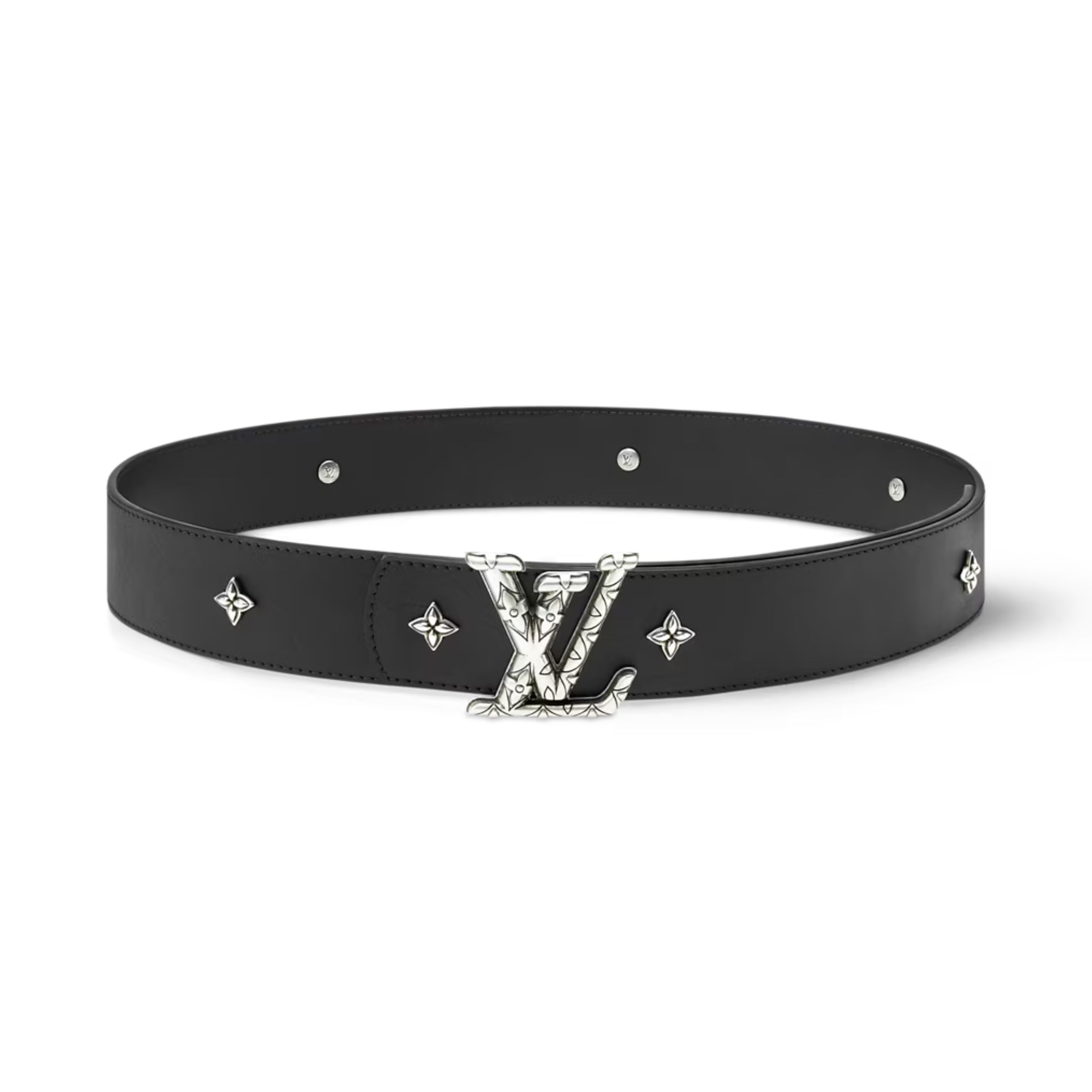 Lv Dimension Drift Flower Studs 40mm Reversible Belt Black M4648V