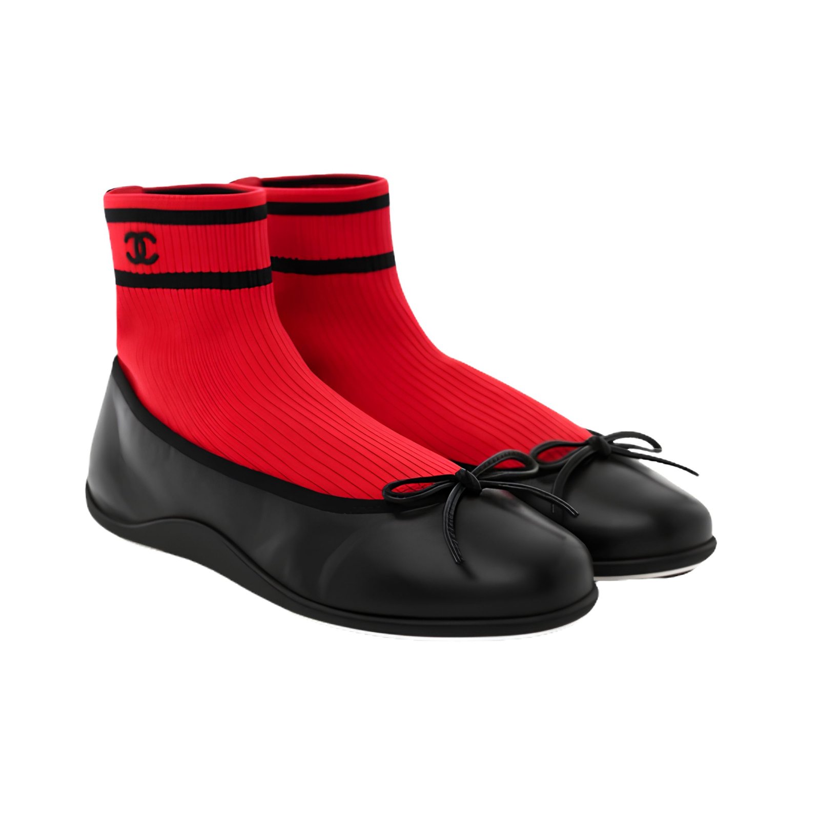Chanel Sneakers Lamb & Mesh Black & red G47572