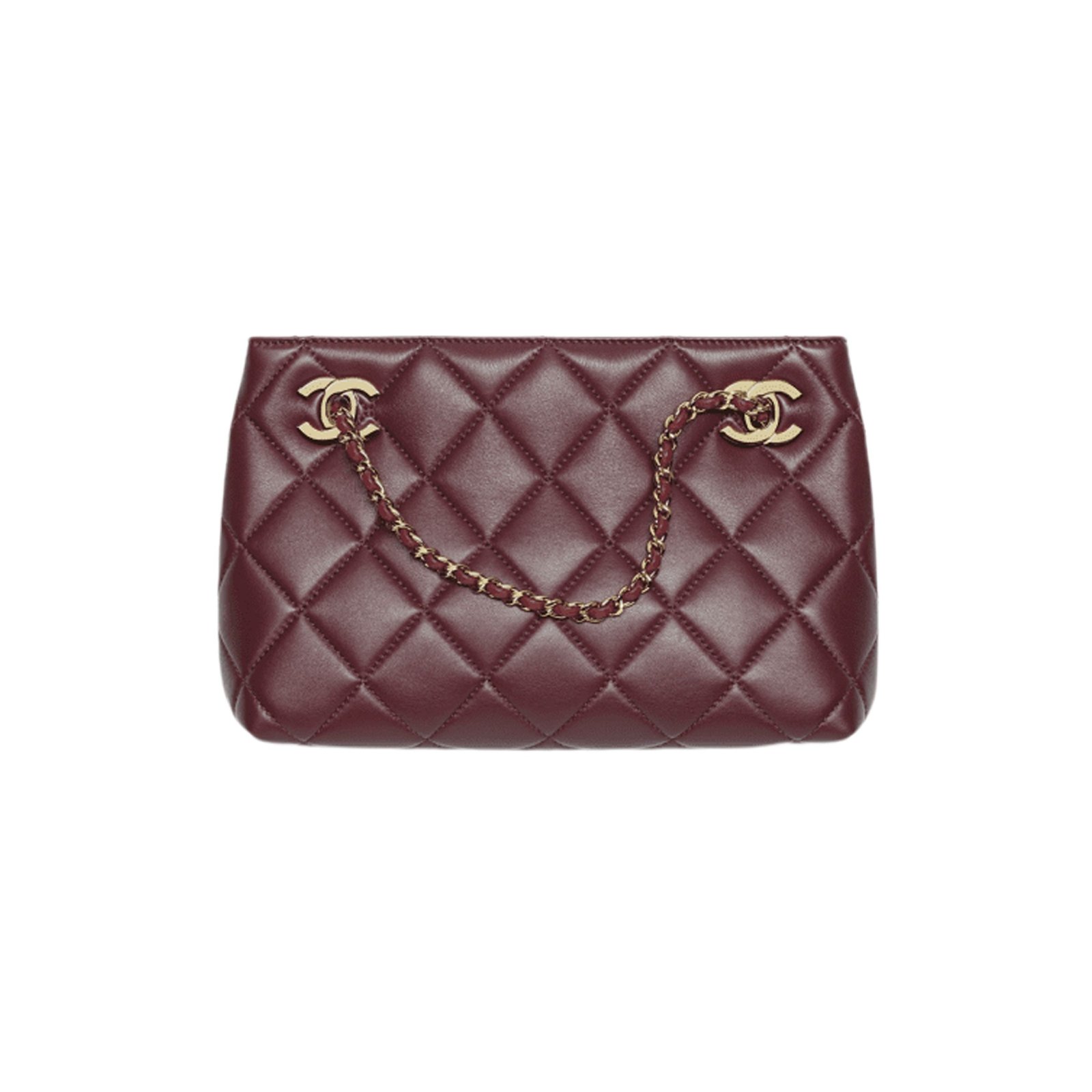 Chanel Mini Shopping Bag Lambskin Gold-tone Metal Dark Burgundy 25cm/9.8in AS6248