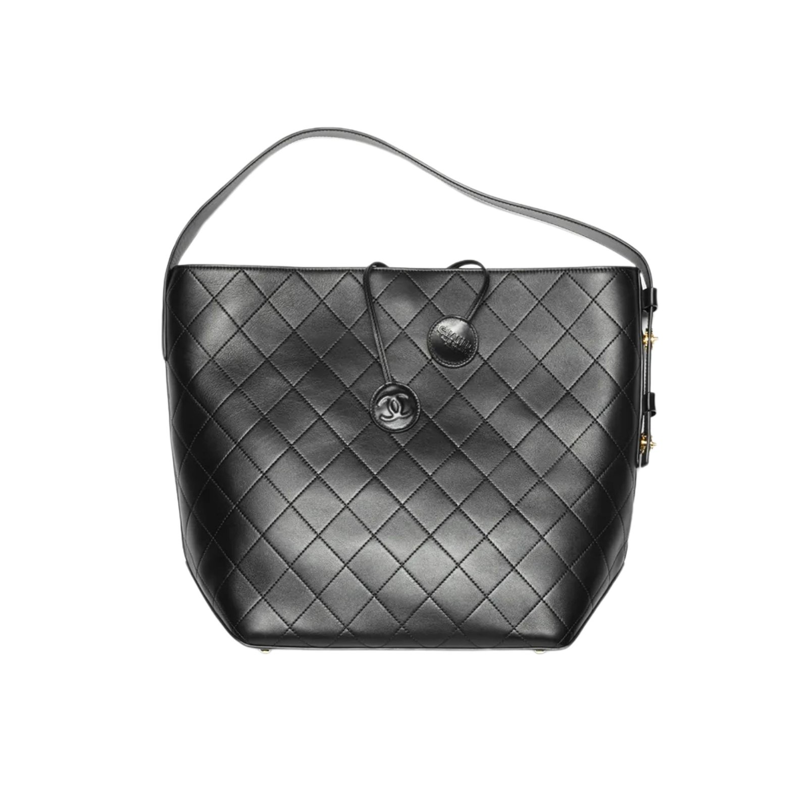 Chanel Large Bucket Bag Calfskin and Gold-colored Metal 44cm/17.3in Black AS6266
