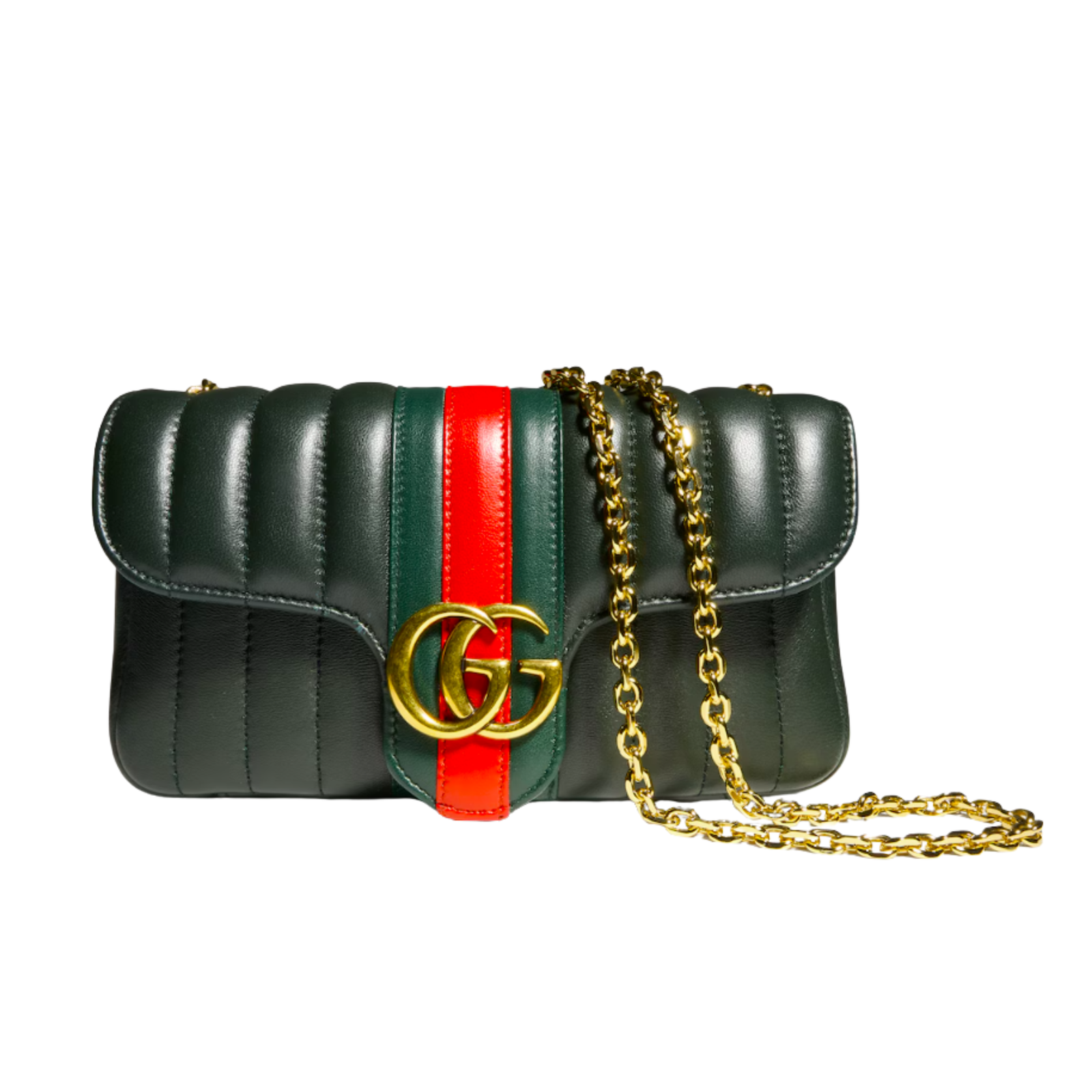 Gucci Jetset GG Marmont Small Shoulder Bag Dark Green Leather 20.5cm/8.1in A006X1